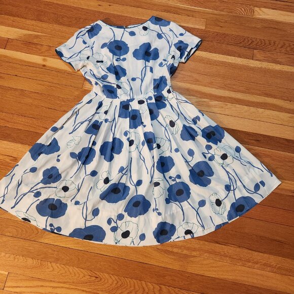 Stacy Ames *True Vintage* 50's/60's Blue Floral Day Dress, Size S (4-6), Retro - Picture 5 of 15